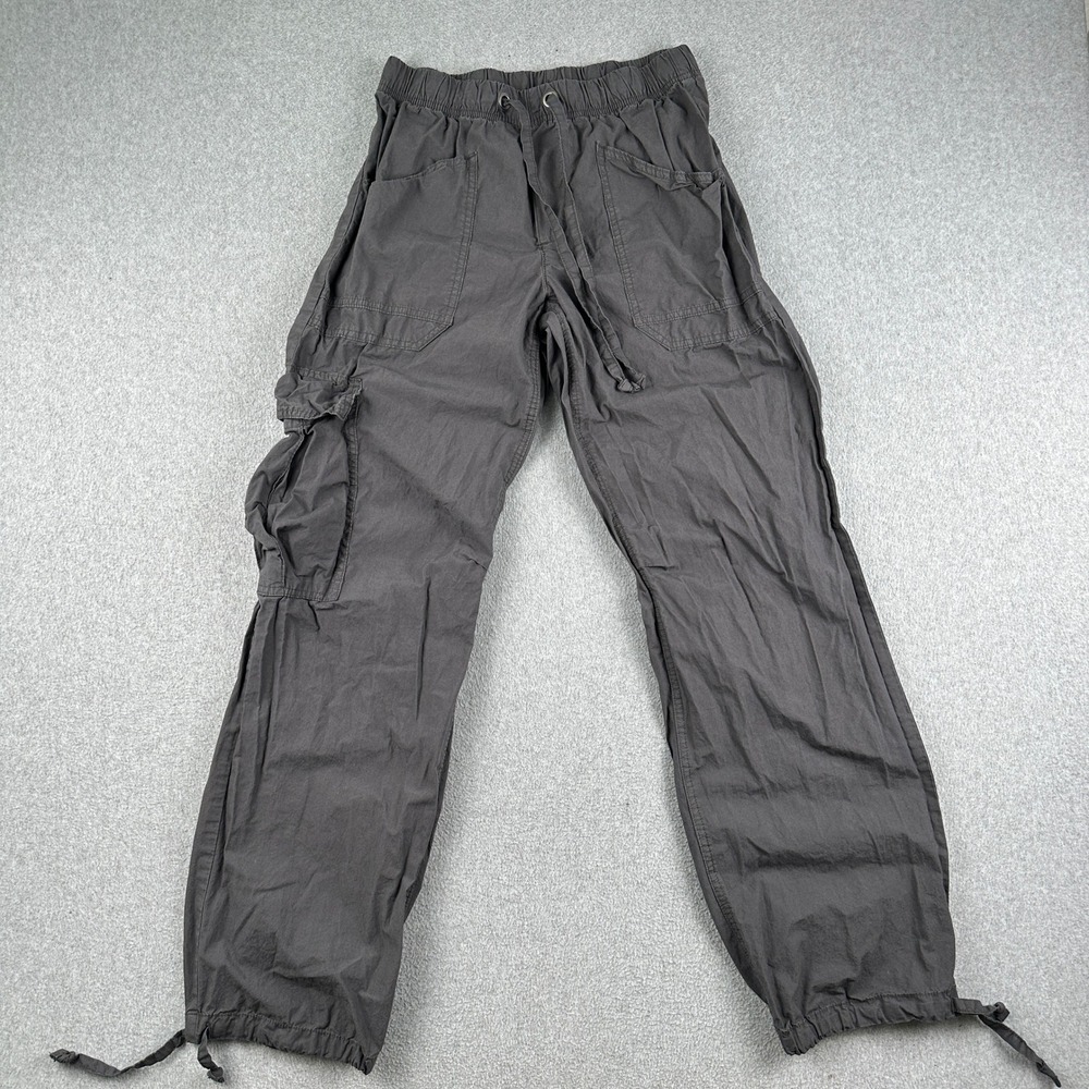 Aerie Cargo Pants Womens S Gray Relaxed Fit Drawstring Cotton Utility Pocket